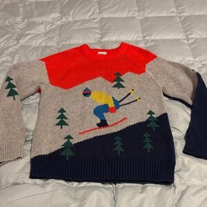 Hanna Andersson Red and Blue Ski Pattern cotton Sweater 6/7